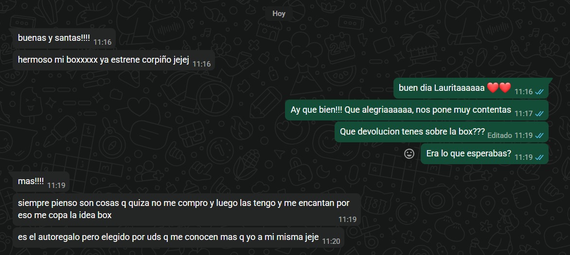 Conversación de WhatsApp sobre la experiencia del Club